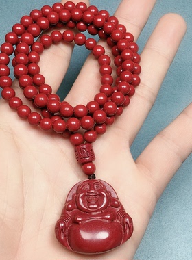 天然原矿朱砂吊坠男女弥勒佛观音项链正品随身挂件转运平安本命年