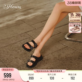 勃肯鞋 73hours女鞋 厚底增高黑色外穿拖鞋 新款 女 星光乐园夏季