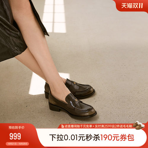 73hours乐福鞋粗跟英伦风小皮鞋