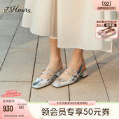 银色复古钻扣粗跟玛丽珍凉鞋 73hours女鞋 法式 新款 Corrin2026春季