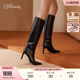 长筒靴尖头高跟时装 明星同款 新款 ASAP冬季 靴高筒靴 73hours女鞋