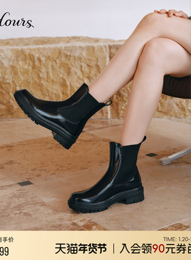 【下拉领券】73hours女鞋苏荷街头25冬新款切尔西厚底烟筒靴短靴