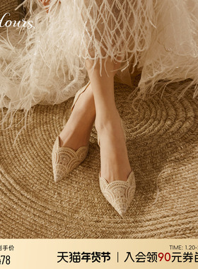 73hours女鞋蔷薇少女25春秋新款蕾丝高跟鞋女显瘦凉鞋不累脚婚鞋