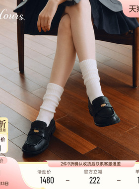 高伯伯同款73hours女鞋舒适印记26春季新款复古金币乐福鞋小皮鞋