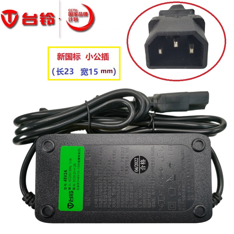 台铃电动车充电器 48V-12Ah小公插头原装正品铅酸蓄电池20Ah60