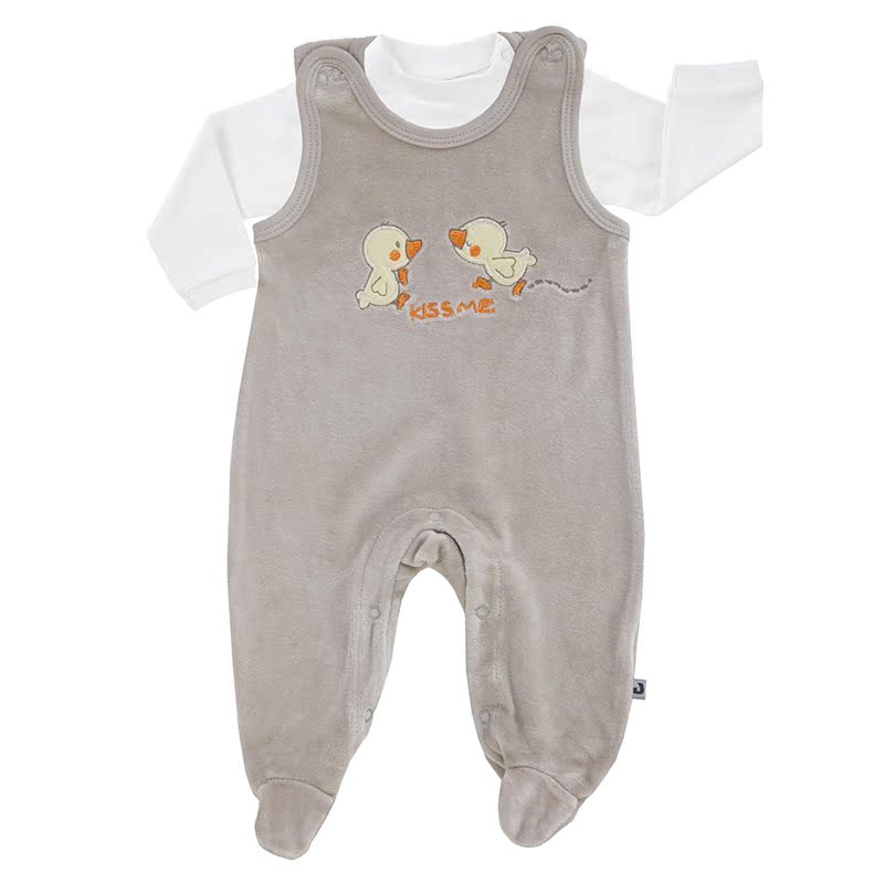 Set Nicki-Strampler mit Applikation Shirt Basic Line - Beige