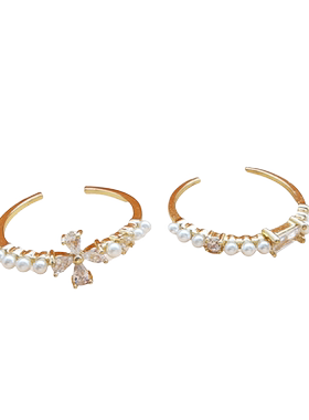 珍珠戒指女轻奢小众设计指环尾戒