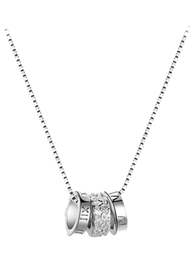 S925纯银项链女锁骨链转运珠吊坠