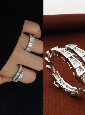 开口锆石星闪戒指女小方糖指环男