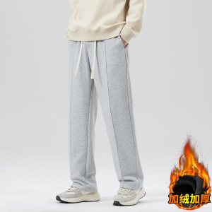 青少年加绒加厚保暖卫裤 日系直筒休闲潮牌运动裤子JR111P55图片