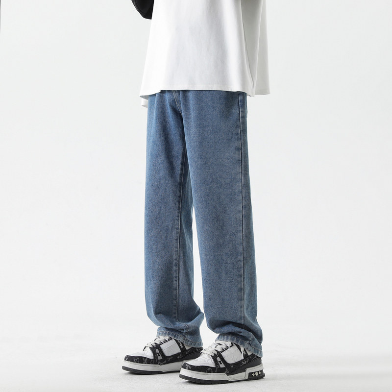抖音大量备货！男港风直筒休闲牛仔直筒裤子N597P40,男装休闲裤,星座914-1