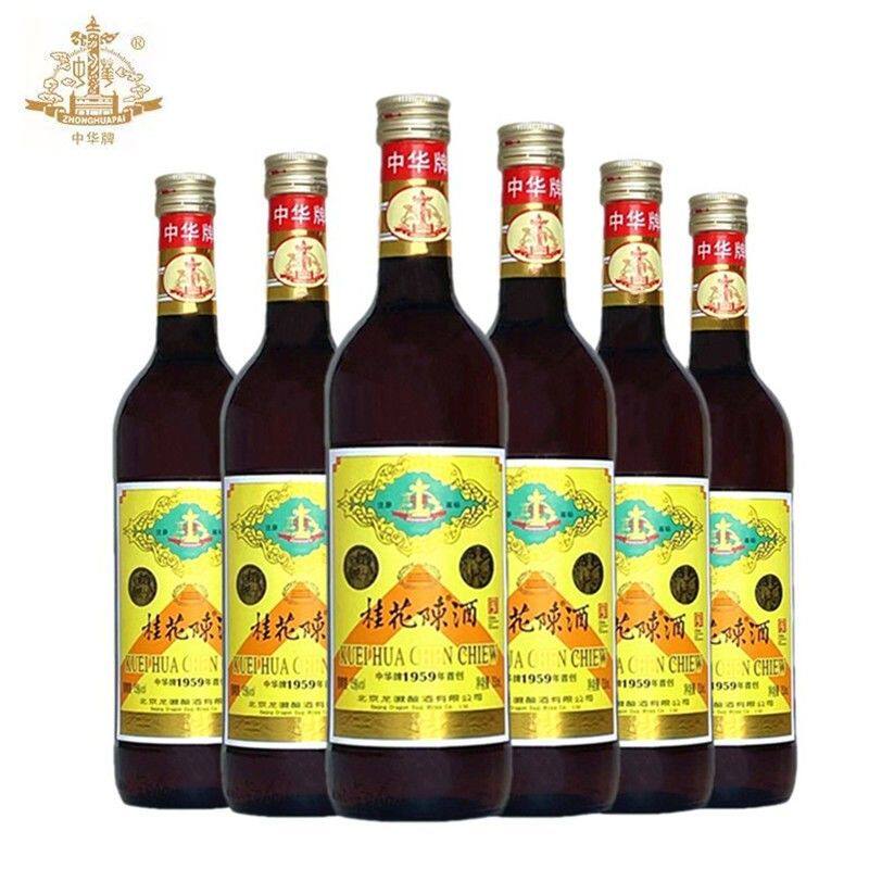 龙徽葡萄酒中华牌桂花陈酒女士甜酒日常配餐果酒15度750ml*6瓶装