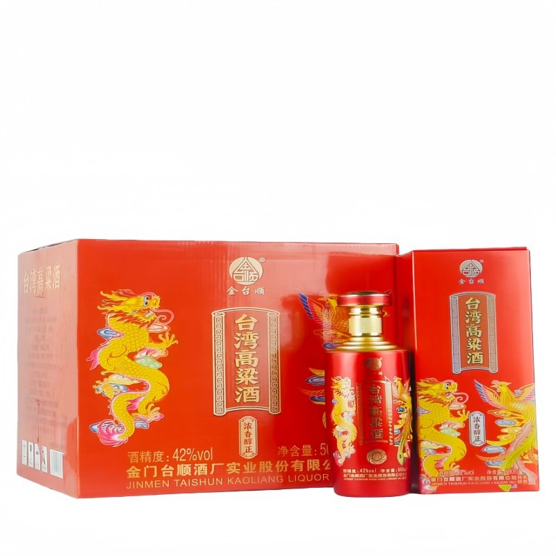 金台顺台湾高粱酒42度浓香型固态法纯粮白酒500mlx6瓶礼盒装整箱