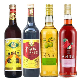 丰收中国红利口葡萄酒桂花陈酒山楂露酒青梅酒甜酒果酒4款4瓶混装