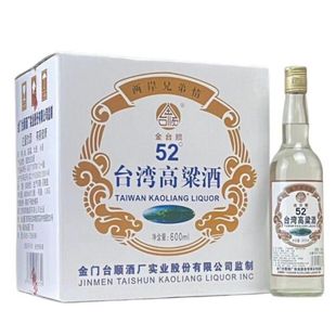 金台顺台湾高粱酒固态法纯粮白酒52度浓香型600ml*12瓶普装整箱