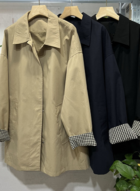 水木工芳韩版休闲气质风衣外套女中长款春秋宽松英伦小个子款4118