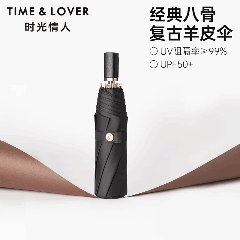 复古风加固折叠太阳伞防晒两用