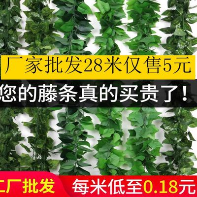 假花绿叶仿真藤条葡萄叶假树叶塑料藤蔓植物吊顶装饰花藤树藤绿植