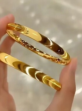 精品高级感素圈小众精致仿真金轻奢首饰猫眼手镯实心饰品镯子开口