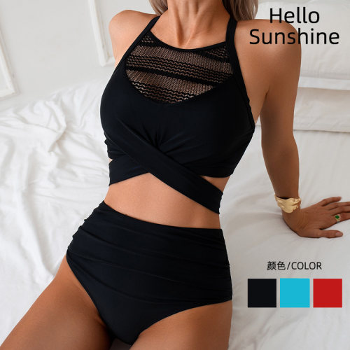 纯色bikini性感黑色比基尼泳衣