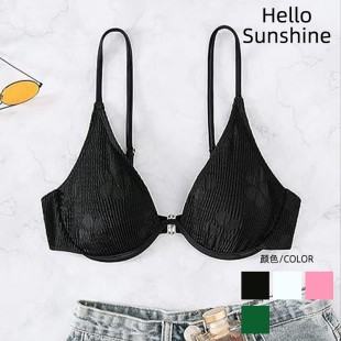 欧美吊带比基尼泳衣女士单上衣大胸小胸钢圈聚拢性感单裤 子仅上衣