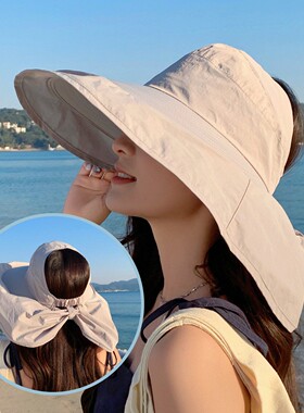 防晒披肩帽子一体半空顶遮阳帽女