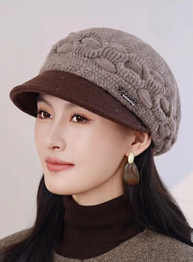 加厚保暖针织帽冬季韩版鸭舌帽女