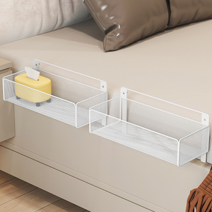 床头床边置物架床上收纳筐放手机神器免打孔悬空置物台窄夹缝隙柜
