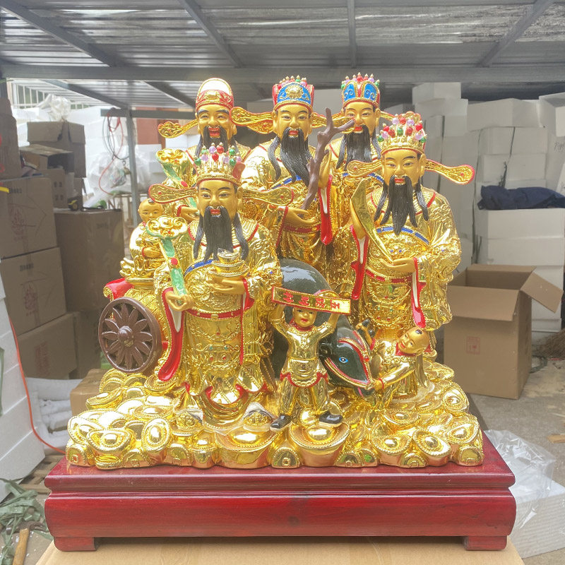 新款五路财神人物神像树脂佛像工艺品开业送礼佛堂家用装饰品摆件