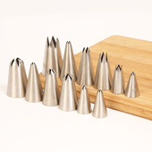 裱花嘴6齿玫瑰裱花嘴曲奇溶豆雪顶花嘴一步玫瑰六齿2D不锈钢花嘴