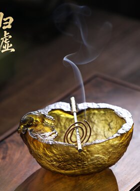 高温熔铸琉璃仿古盘香炉