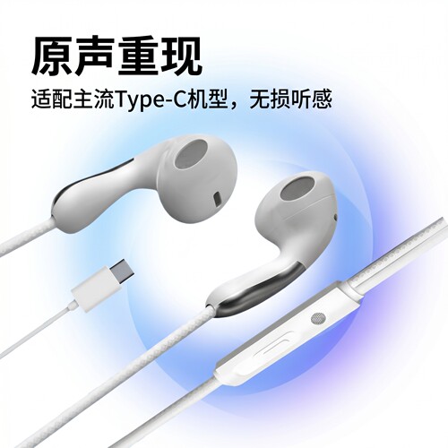有线耳机typec接口入耳新款适用于华为小米OPPO数字高音质k歌圆孔