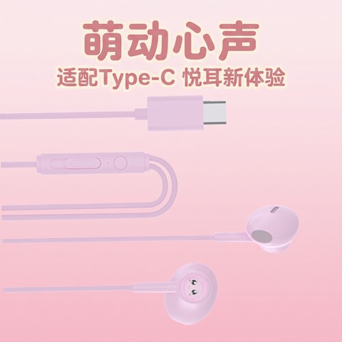 耳机有线入耳式适用于华为oppo小米苹果手机type-c接口圆头扁孔