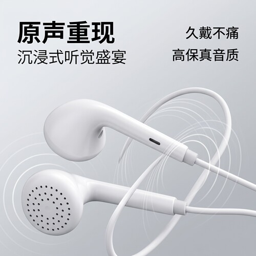 有线耳机半入耳式适用于vivo华为oppo圆孔入耳式K歌带麦手机通用