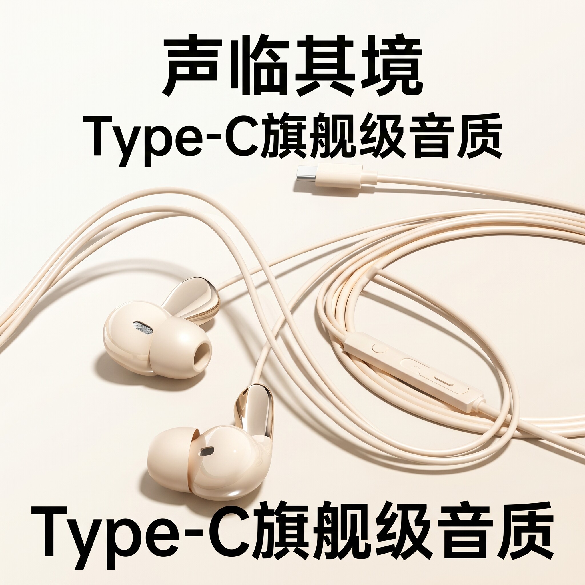 Type-C扁头耳机重低音入耳式适用于OPPO华为vivo小米吃鸡游戏语音