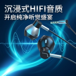 耳机有线入耳式type高音质降噪适用于华为OPPO小米通用重低音圆头
