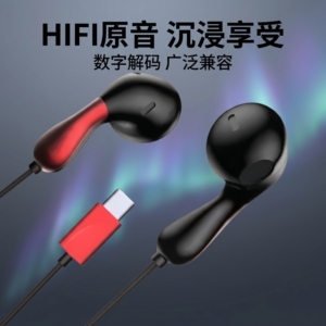 高音质耳机有线入耳游戏通话可爱Type适用于OPPO华为vivo圆头通用