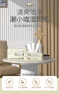 潮小喵 湿厕卫生纸80抽私处维护男女可用可冲马桶 大包 实惠装