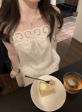 FFLU25/3/20【重工亚麻刺绣】最爱de亚麻镂空刺绣吊带背心