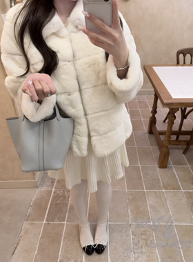 FFLU25/10/20  奶乖兔 定染奶白娃娃领气质贵妇皮草外套獭兔外套