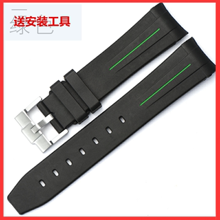 橡胶表带 适用于劳力士潜水手表带绿水鬼系列 GMT硅胶表带20mm