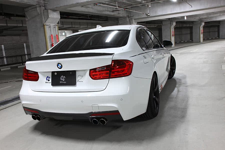 3D Design 宝马3系F3X碳纤维尾唇扩散器 双边双出 320/28/30位置