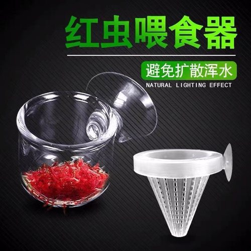红虫喂食器红虫玻璃杯漏斗投食圈线虫杯喂鱼线虫丰年虾鱼缸造景杯