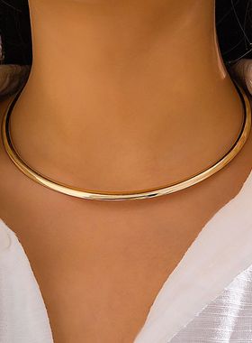 Vintage Iron Metal Torques Choker Necklace for Women Goth Go