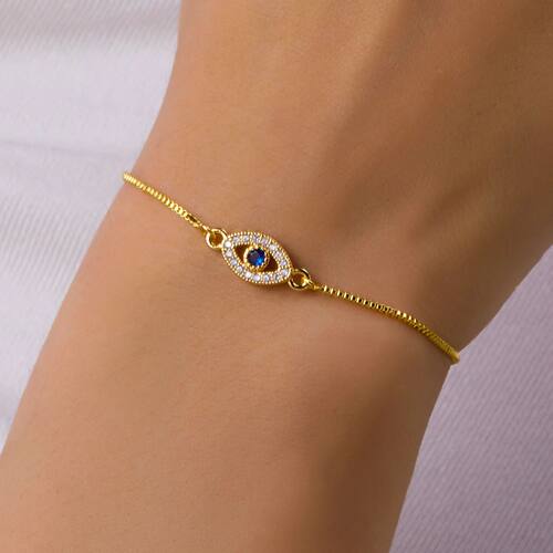 Luxury Gold Color Zircon Evil Blue Eye Bracelet Bangle Fashi