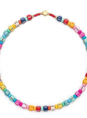 Pumpkin Shape Beads Enamel Necklace For Women Handmade Colro