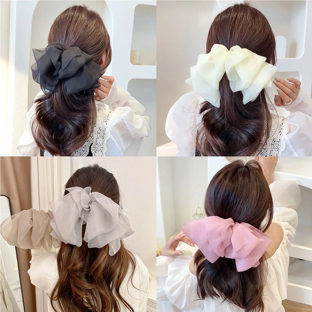 New Ladies Big Bow Hair Clips Knotted Large Bowknot Chiffon