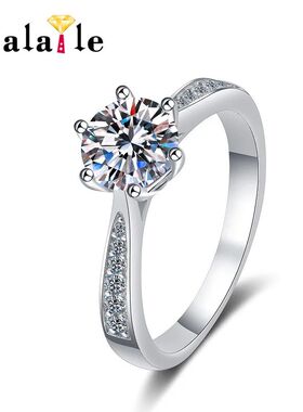 D Color VVS1 Moissanite 6 Claw Ring with GRA Trendy Fine Jew