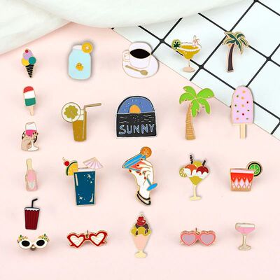 Drink Cup Enamel Pins Wine Glass Juice Badge Brooches Lapel