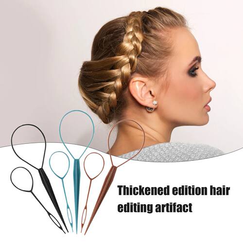 6pcs Ponytail Creator Plastic Loop Styling Tools Black Pony
